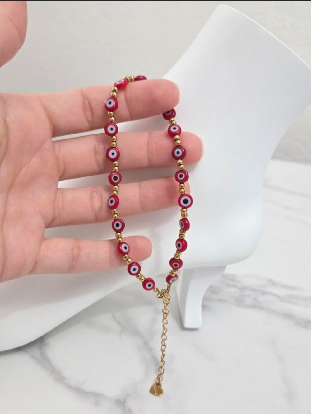 Red Beaded Evil Eye Ankle Bracelet Summer Beach New Jewelry - Picture 5 of 8